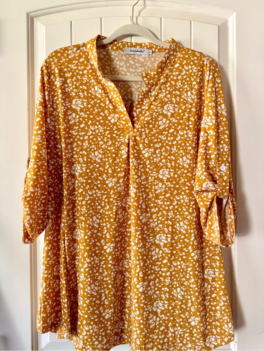 Ninedaily Mustard Yellow Floral Blouse